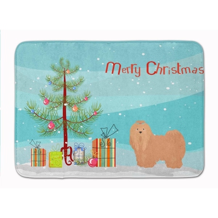 Carolines Treasures Tan Lhasa Apso Christmas Tree Machine Washable Memory Foam Mat CK3468RUG
